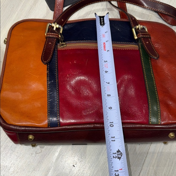 D&D Firenze Stylish Italian Color Block Leather Briefcase in Multicolor Tones - Picture 14 of 16